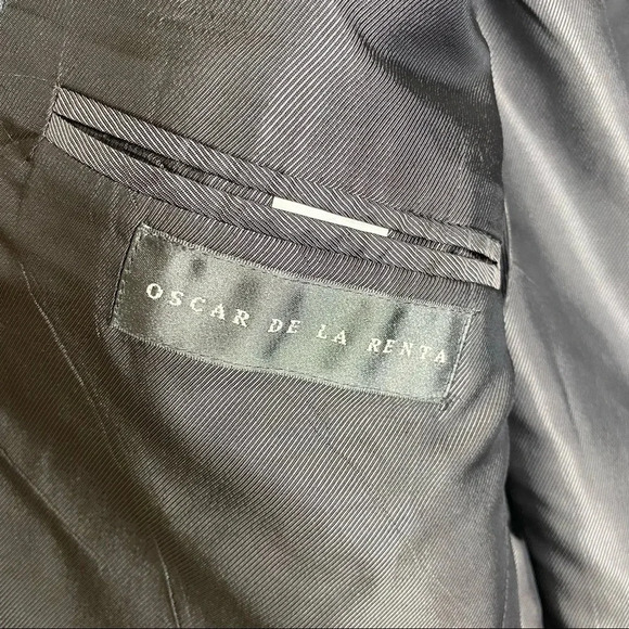 Oscar de la Renta Gray Wool and Cashmere Blend Single Breasted Blazer - Picture 12 of 13